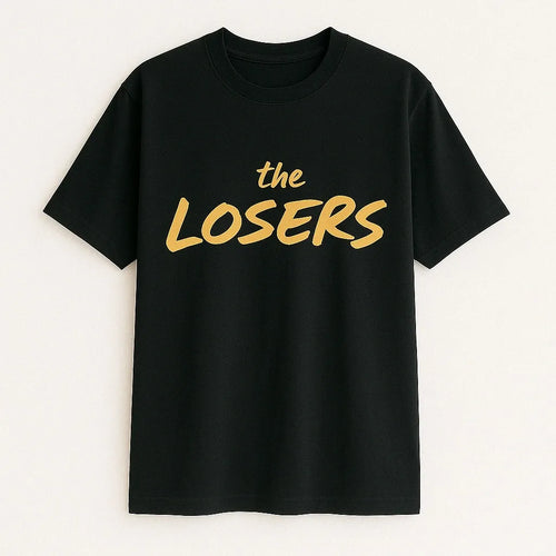 Black t-shirt with 'the LOSERS' text in yellow on a white background