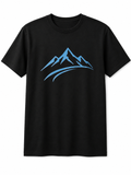 Black Sport-Tek Performance Shirt with a blue mountain graphic, moisture-wicking fabric, lightweight athletic fit, crew neck, and short sleeves for training and outdoor activities.
