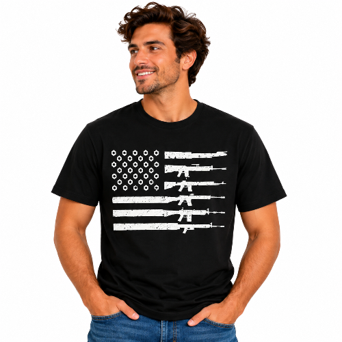Black American Flag T-Shirt - Patriotic Unisex Graphic Tee – LB AND SK ...