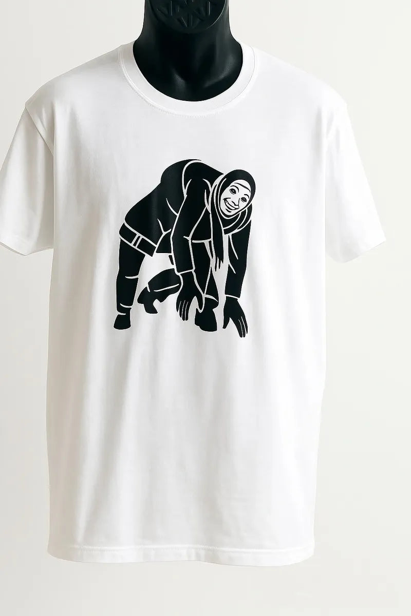 White graphic short sleeve t-shirt featuring bold black bear illustration design, casual unisex streetwear tee for everyday fashion by LB AND SK DESIGN SHOP