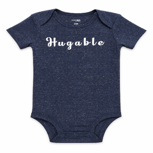 Soft navy 24M toddler bodysuit made from comfortable cotton fabric with short sleeves and snap closure for everyday wear.