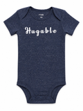 Soft navy 24M toddler bodysuit made from comfortable cotton fabric with short sleeves and snap closure for everyday wear.