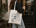 Just Chill Skeleton Tote Bag Reusable Spooky Canvas Carryall