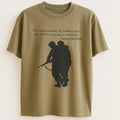 Olive green silhouette quote graphic short sleeve t shirt featuring a thoughtful statement and bold silhouette artwork for casual everyday wear.