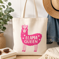 Llama Queen Tote Bag Cute Reusable Canvas Carryall