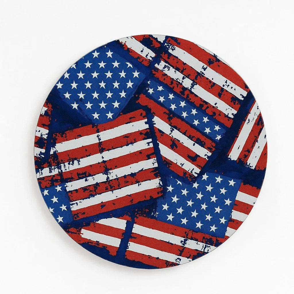 Patriotic Red White Blue Coaster Set