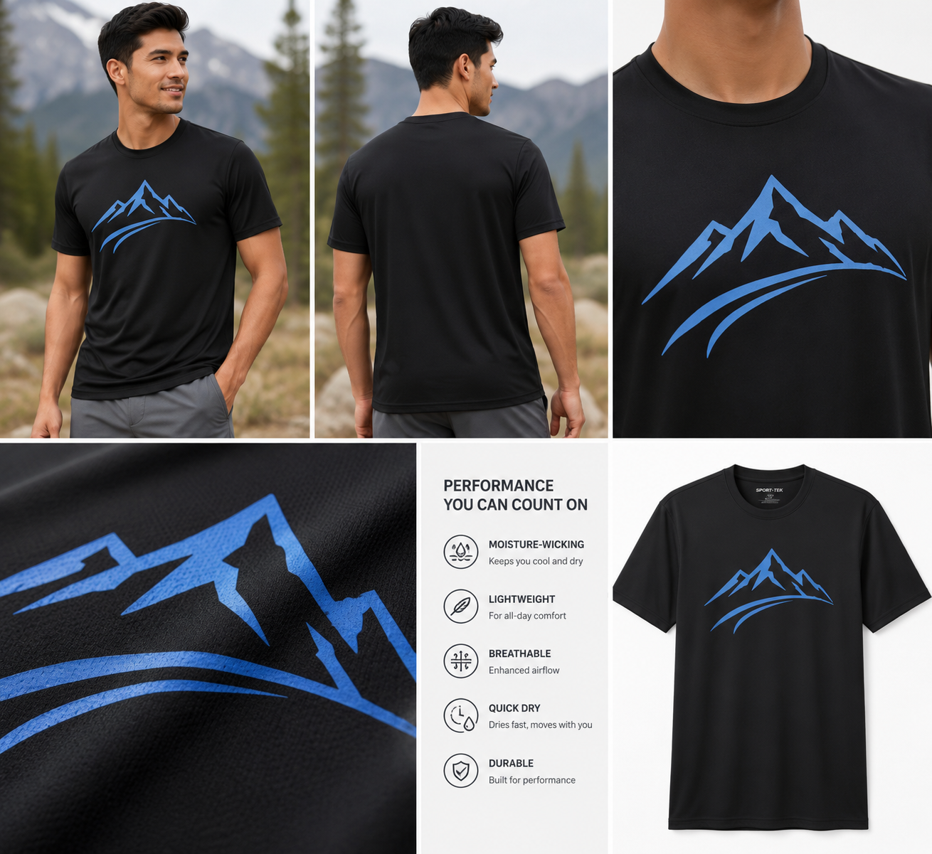 Blue Mountain Performance Shirt Sport-Tek Moisture-Wicking Athletic Shirt